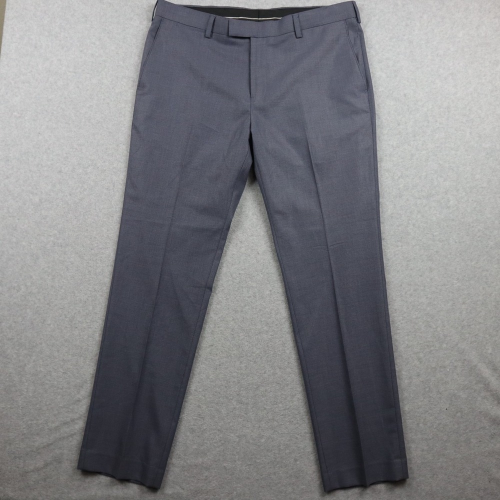 Louis Raphael Pants Mens 38x32 Tailored Dress Slacks Suit Formal Flat Front Gray